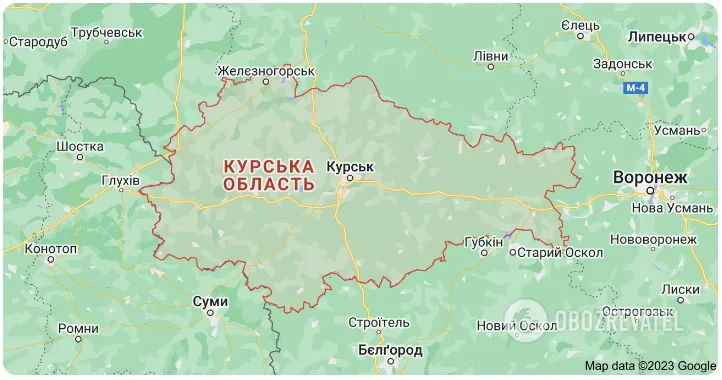 Курська область на карті.