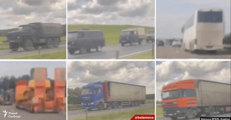 колонна автомобилей вагнеровцев