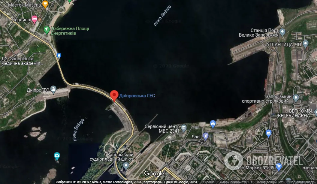 ДнепроГЭС. Вид со спутника