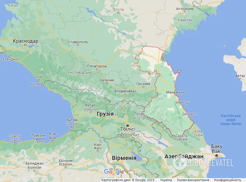 Дагестан на карте РФ