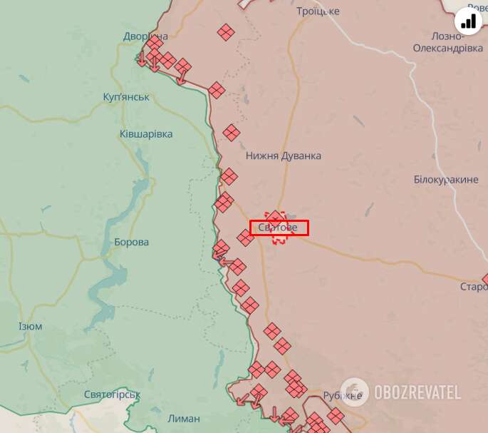 Сватово Луганской области на карте боевых действий