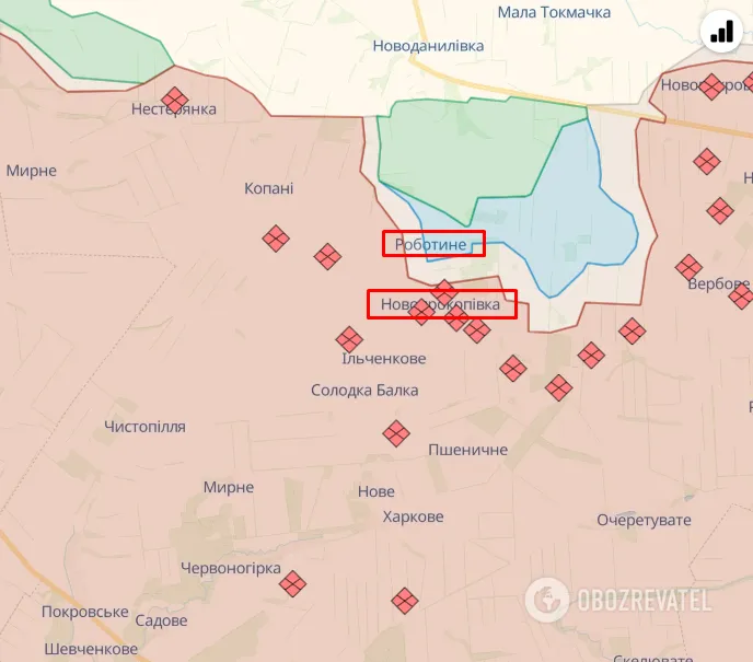 Роботине та Новопрокопівка Запорізької області на карті. dqxikeidqxidqeant