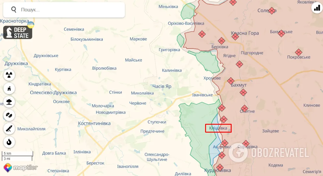 Село Кліщіївка на карті dqxikeidqxidqrant