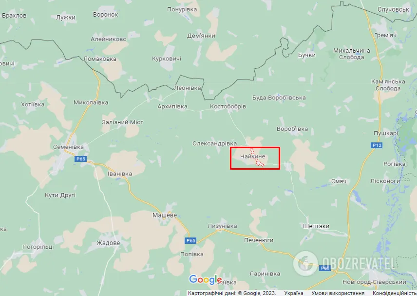 Село Чайкине (Чернігівська область) на карті