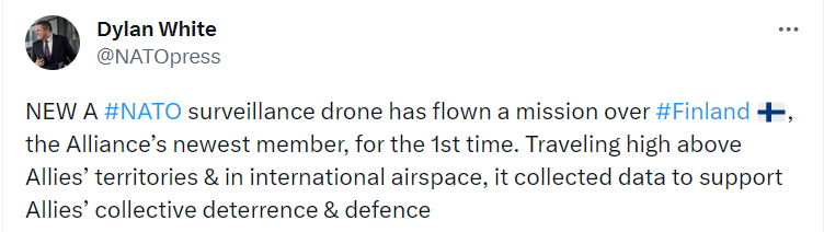 Над Фінляндією вперше пролетів безпілотник НАТО dqxikeidqxidqeant