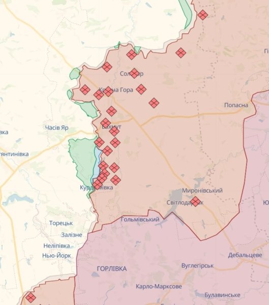 Бахмутський напрямок, карта бойових дій