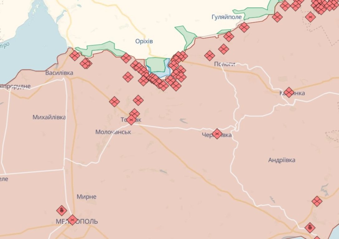 Мелитопольское направление, карта боевых действий