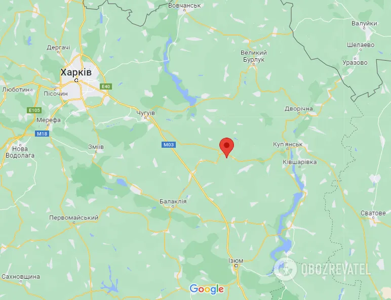 Село Гроза на карті