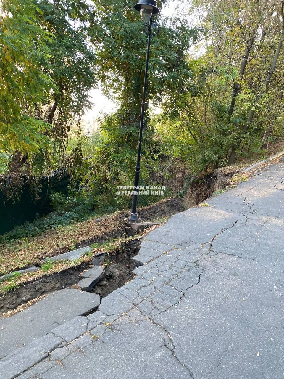 У Києві в Солом’янському ландшафтному парку утворився провал: відомо подробиці. Фото і відео