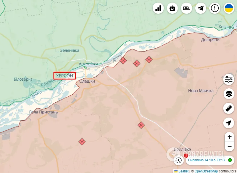 Херсон на карті