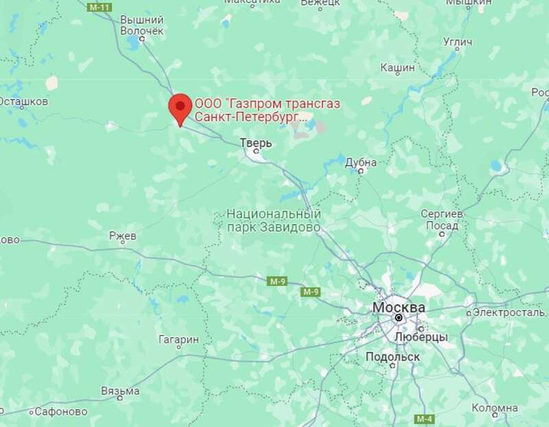 Газпром, Россия, Тверская область, карта