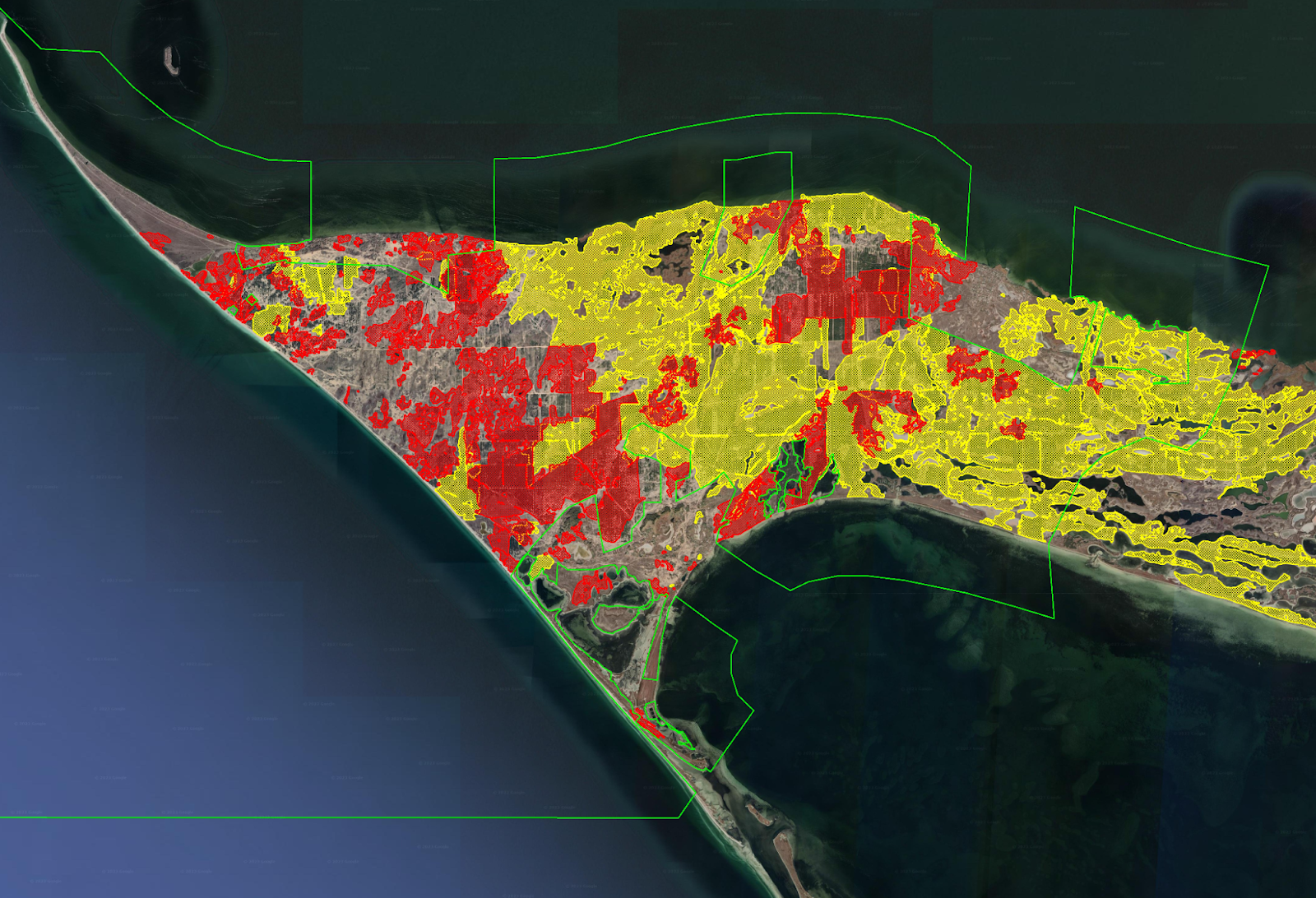 Карта пожаров территории Кинбурнской косы