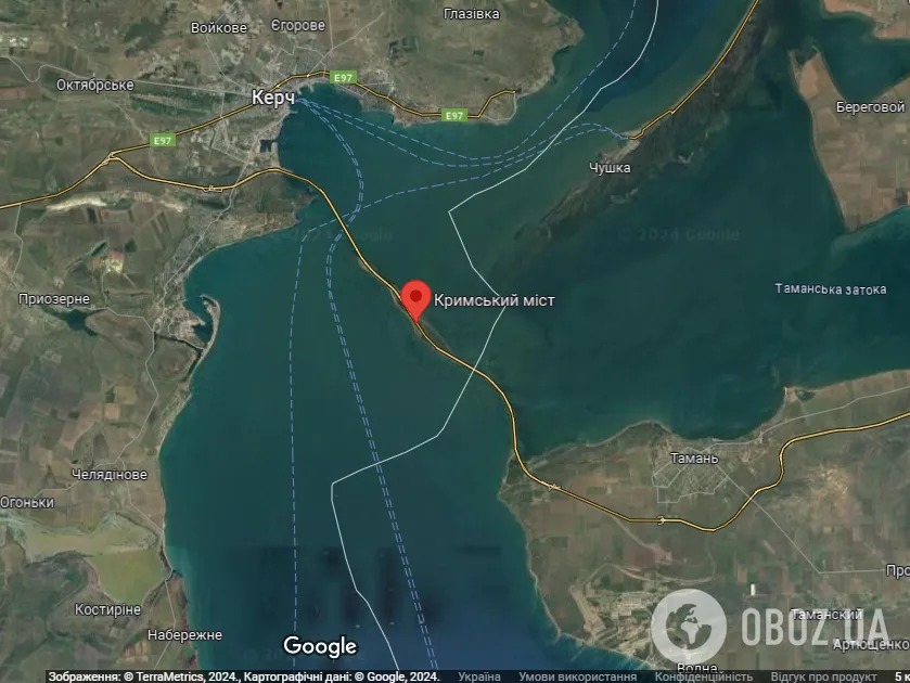 Кримський міст із супутника dqxikeidqxidqrant