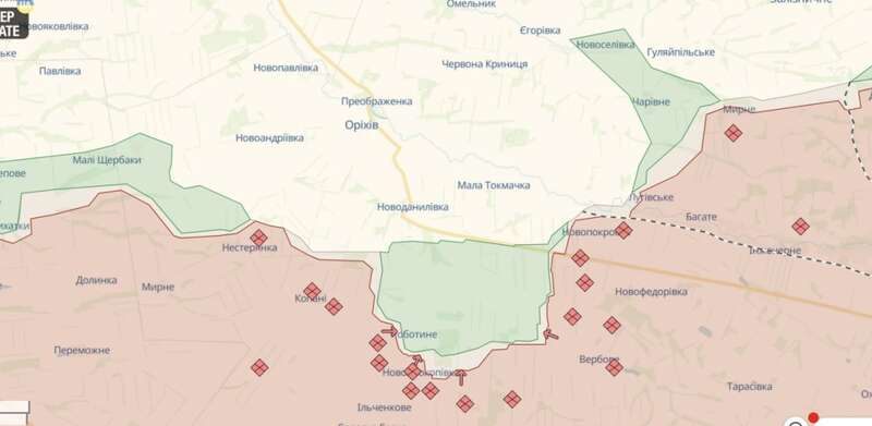 карта боїв, запорізький напрямок dqxikeidqxidqeant