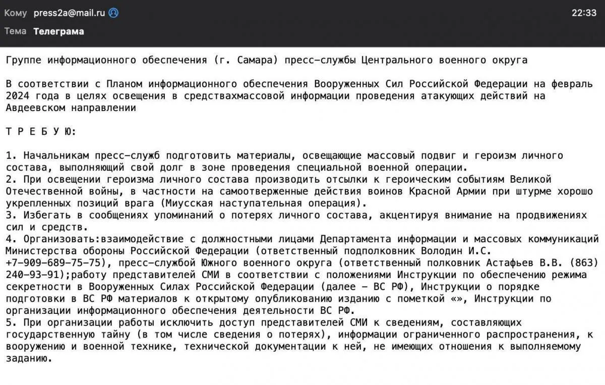 Текст листа.