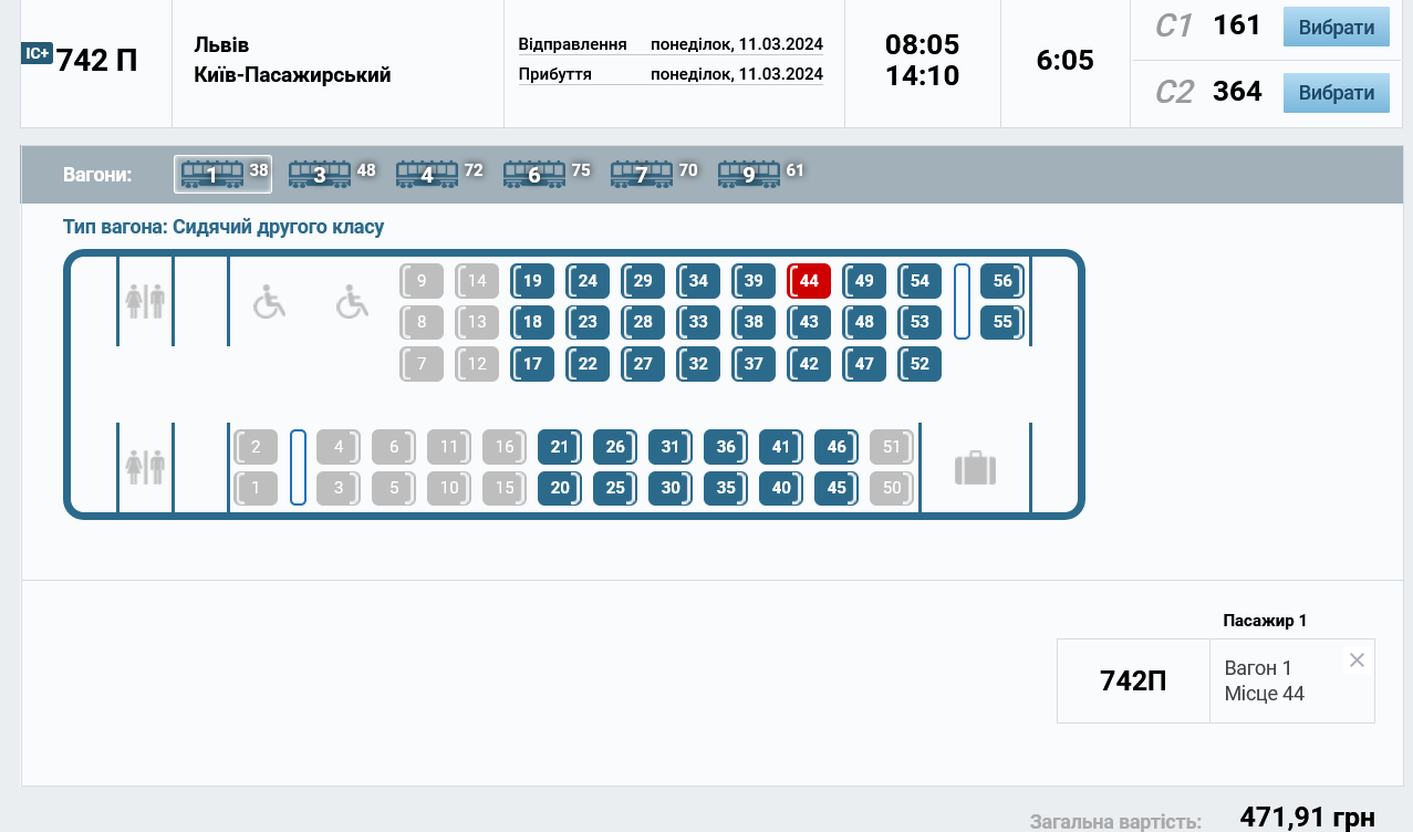 Зі Львова до Києва квитки коштують дешевше