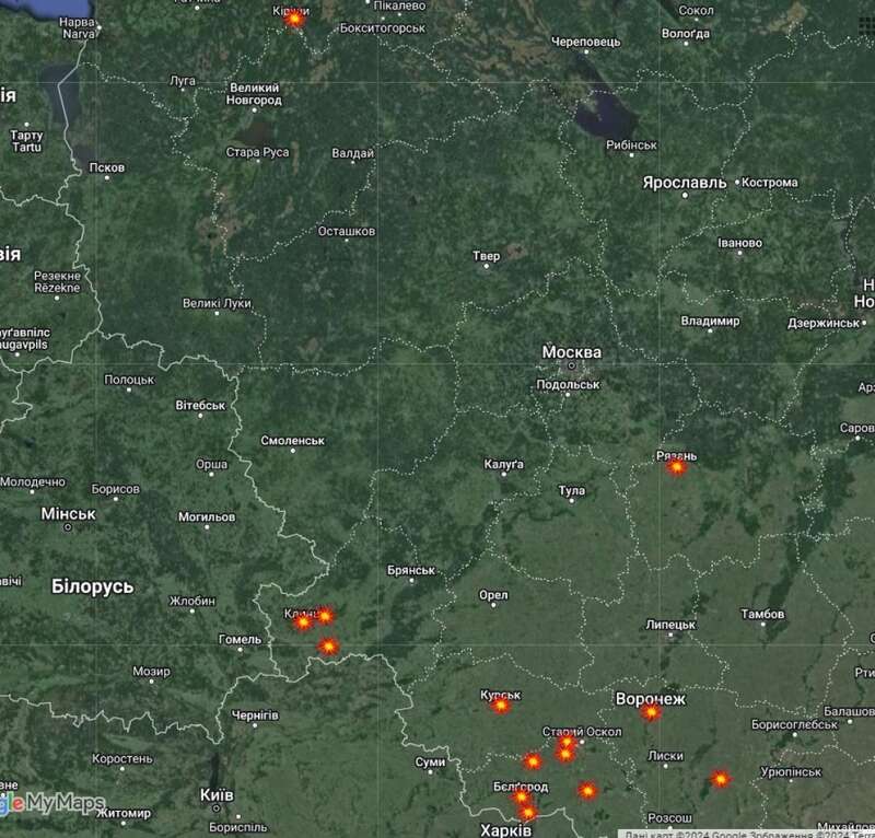 Взрывы в РФ, 13 марта, карта dqxikeidqxidqrant