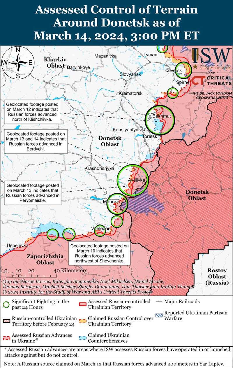 The Russians are becoming more active in the east, positional battles are taking place in most directions: ISW maps