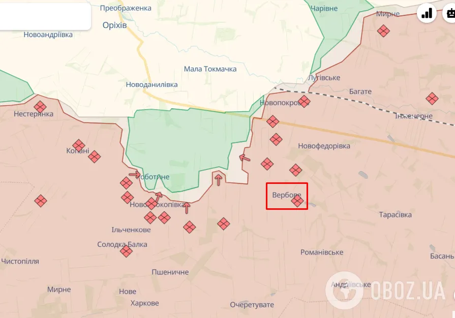 Село Вербове на карті