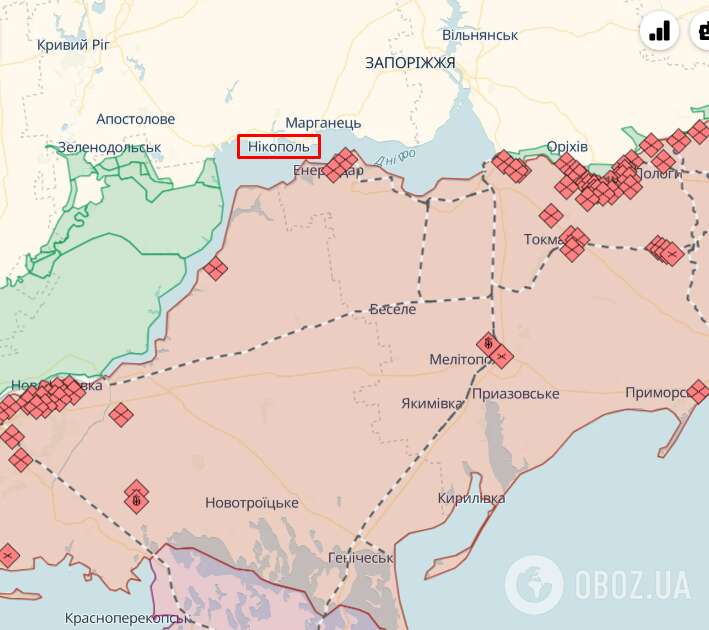 Nikopol (Dnepropetrovsk region) on the map