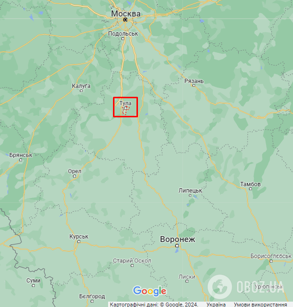 Город Тула (РФ) на карте