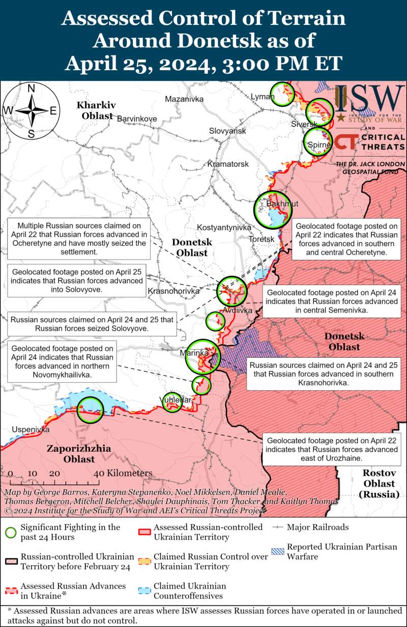 West of Avdiivka, the occupiers can force the Ukrainian Armed Forces to withdraw from tactical positions: ISW maps