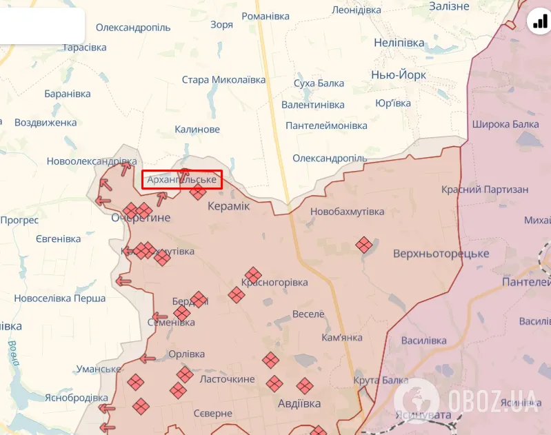 Архангельське на карті