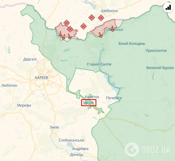 Чугуїв на карті dqxikeidqxidqrant