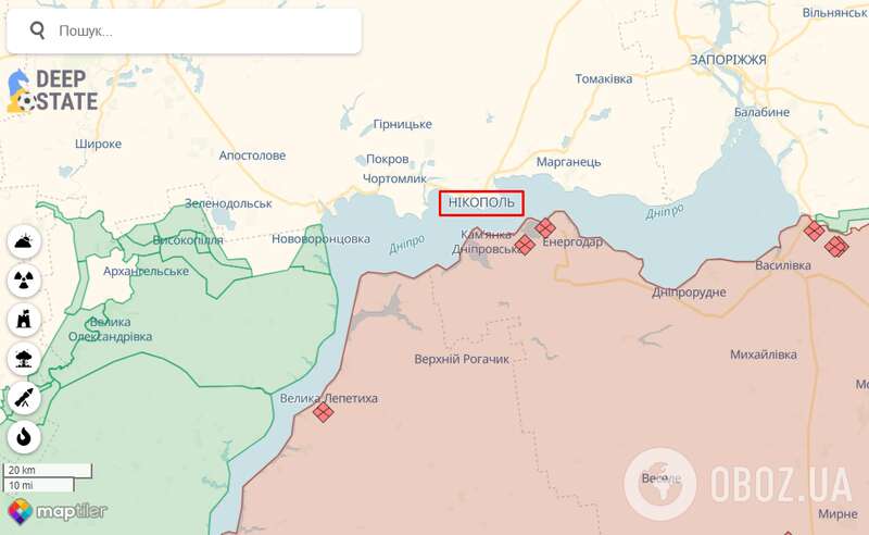 Нікополь на карті