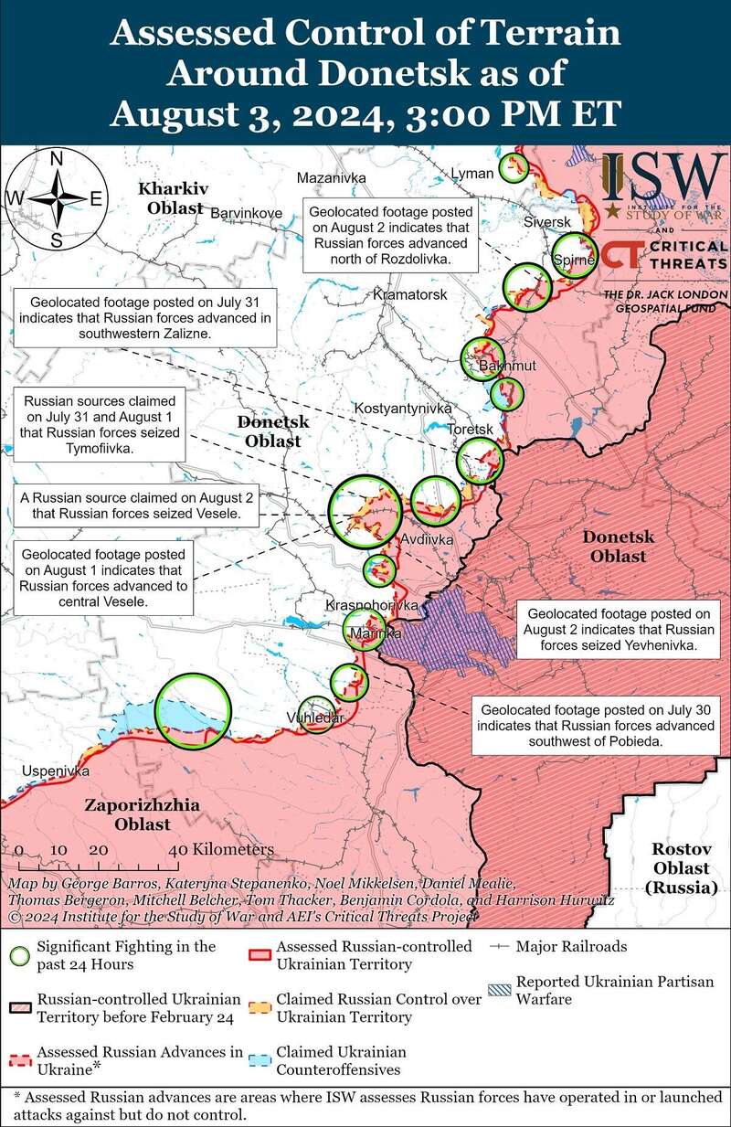 Оккупанты продвинулись в трех точках на востоке Украины – ISW