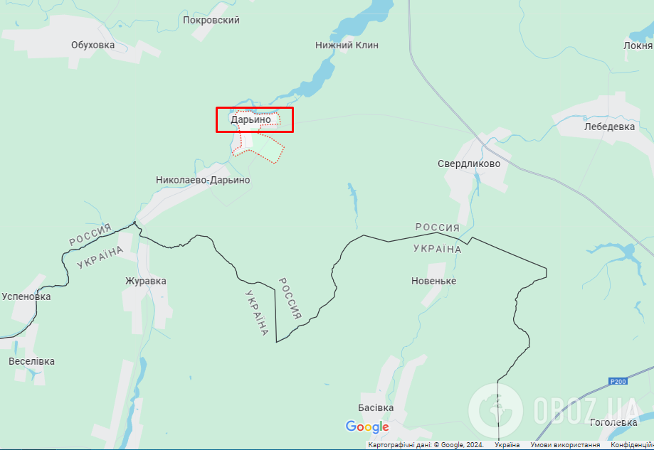 Село Дар’їне на карті