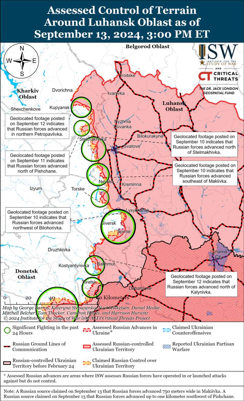 Map of combat in Kharkiv and Luhansk oblasts
