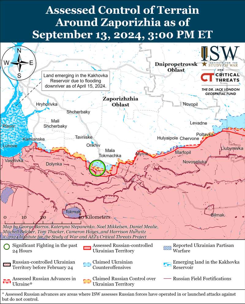 The front line in Zaporizhzhia Oblast.