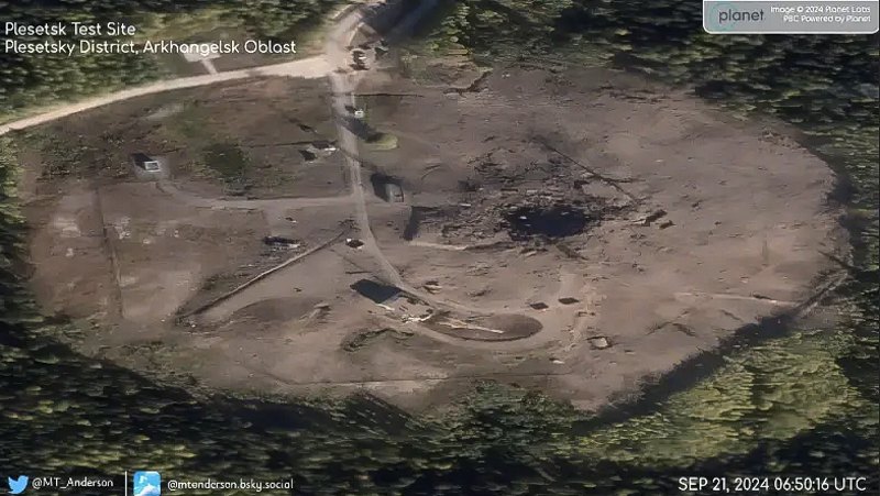 Вирва від вибуху після невдалого старту ’Сармата’ на аеродромі Плесецьк dqxikeidqxidqrant