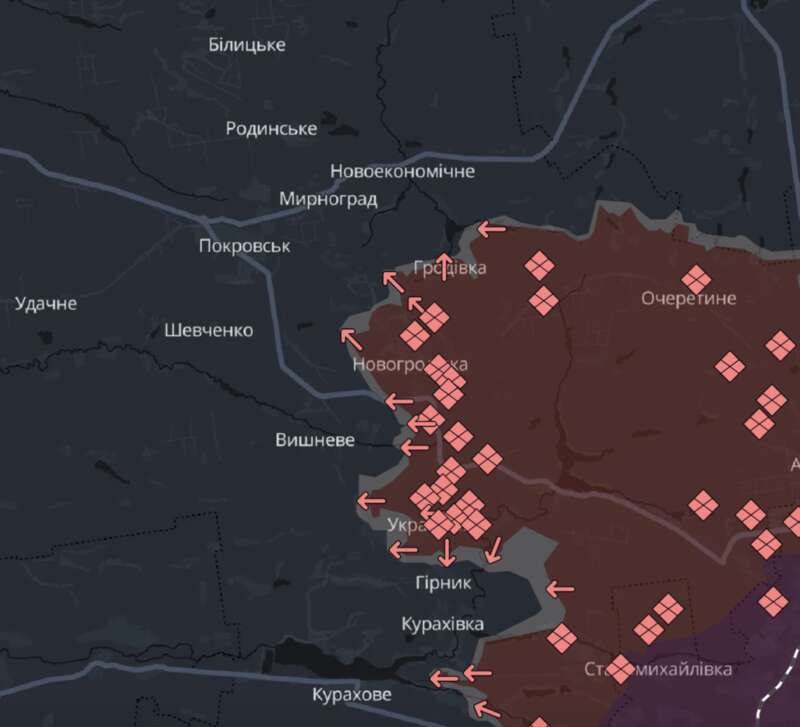 Карта бойових дій, битва за Покровськ, фронт dqxikeidqxidqrant