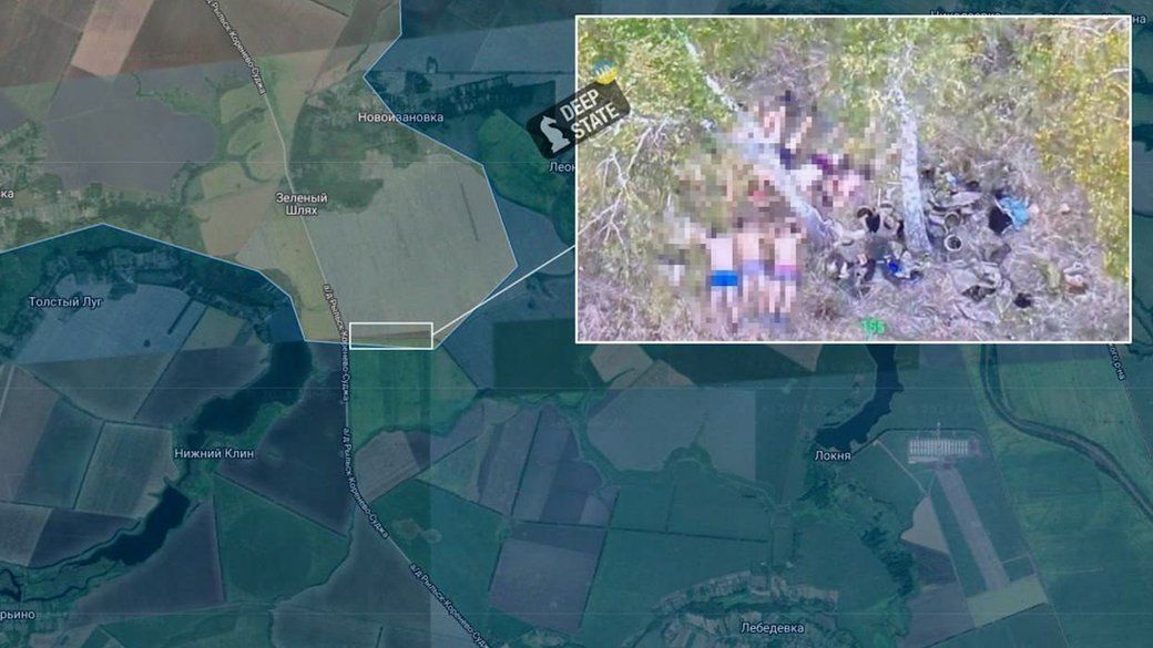 Розстріляні українські військові в Курській області / Скриншот з повідомлення аналітиків Deep State / ©  dqxikeidqxidqrant