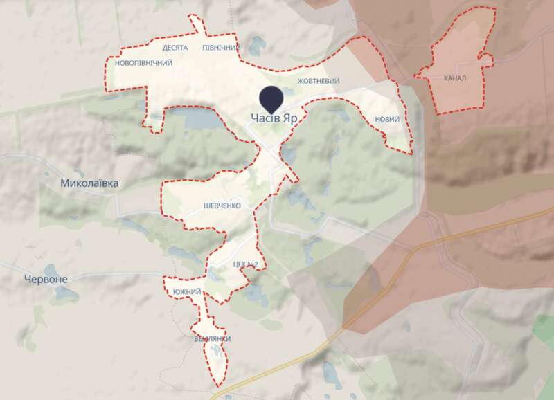 Chasiv Yar, Chasiv Yar map, map of combat actions dqxikeidqxiqdzant