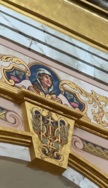 portraits on frescoes, fresco with businessman, interior of the cathedral, Cathedral of the Holy Trinity