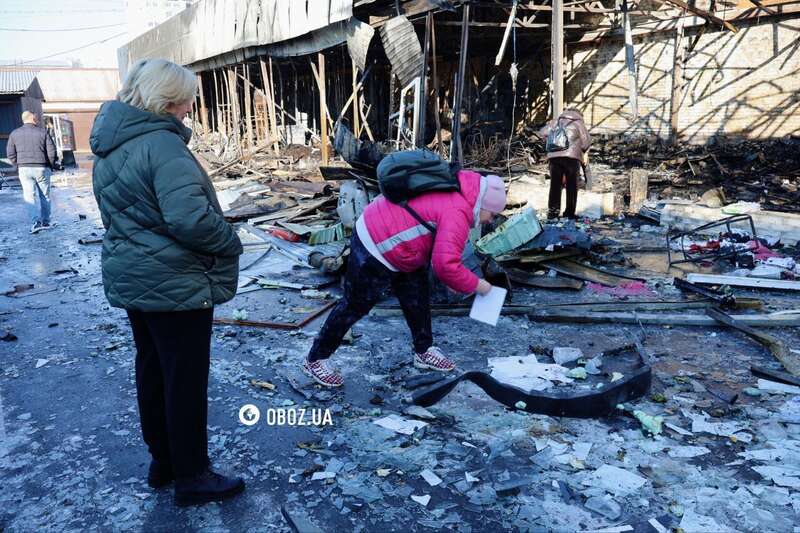 На ринку знищено більше десяти магазинів: нові дані про наслідки російського удару по Києву. Фоторепортаж