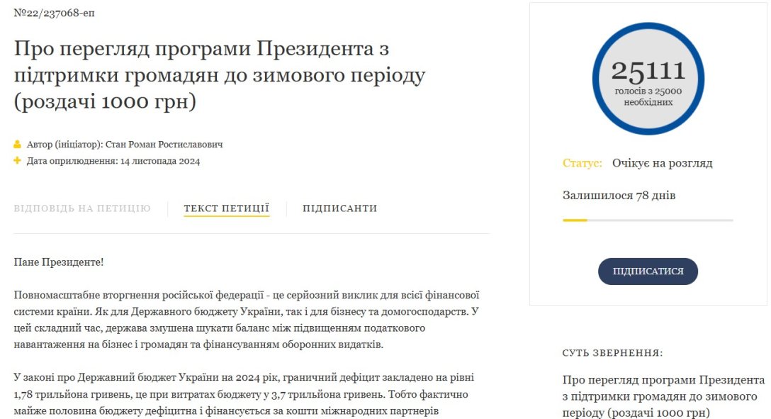 Тысяча Зеленского, петиция о тысяче грн, результат петиции dqxikeidqxidqeant