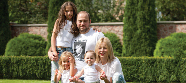 Vadym Stolar with his wife and children