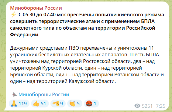 У Росії поскаржилися, що дрони атакували Брянськ і Грозний: що було під