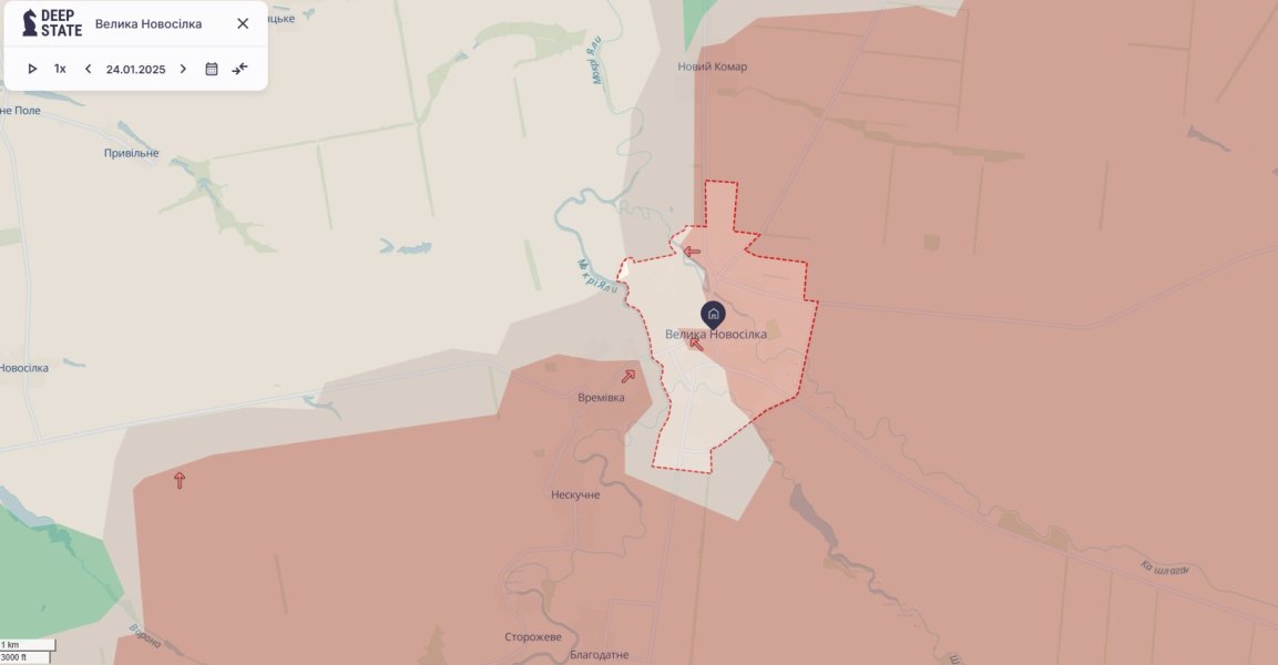 Vremivka-Velyka Novosilka January 25 Russian Offensive, Vremivka, Velyka Novosilka, map, DeepState, January 25 dqxikeidqxidqrant