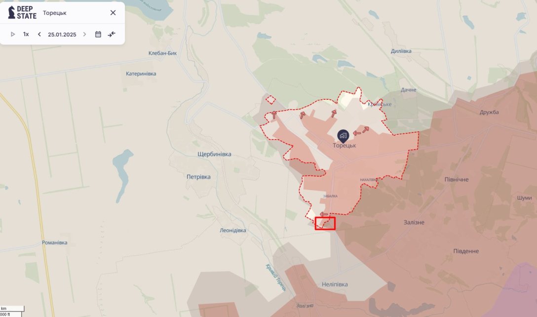 Toretsk January 26 Russian Offensive, Toretsk, map, DeepState, January 26