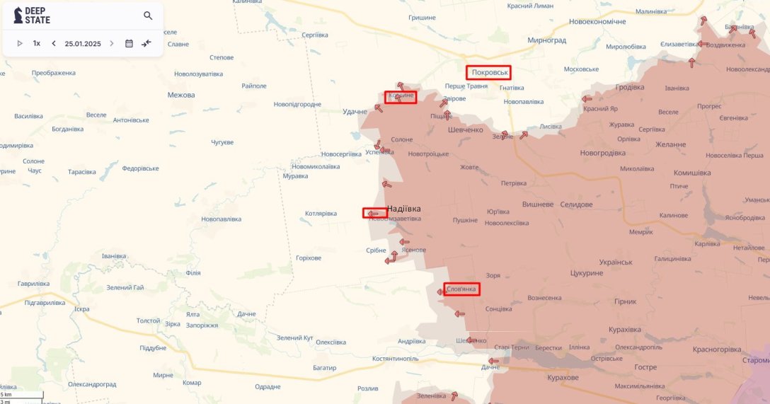 enemy advance near Pokrovsk January 26 Russian Offensive, Pokrovsk, map, DeepState, January 26