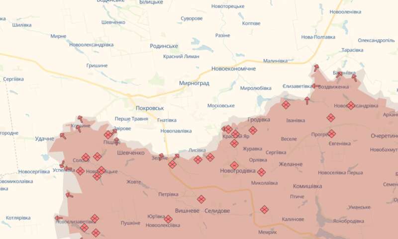 Offensive in Donbas, Pokrovsk direction, frontline situation, map, map, map, DeepState dqxikeidqxidqrant