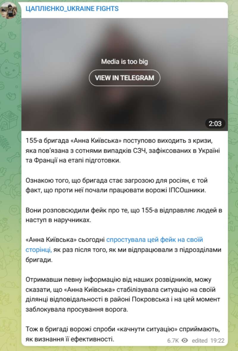 Цаплієнко про 155-ту бригаду ЗСУ скандал у 155-й бригаді, Анна Київська, Андрій Цаплієнко, російський фейк, російська ІПСО