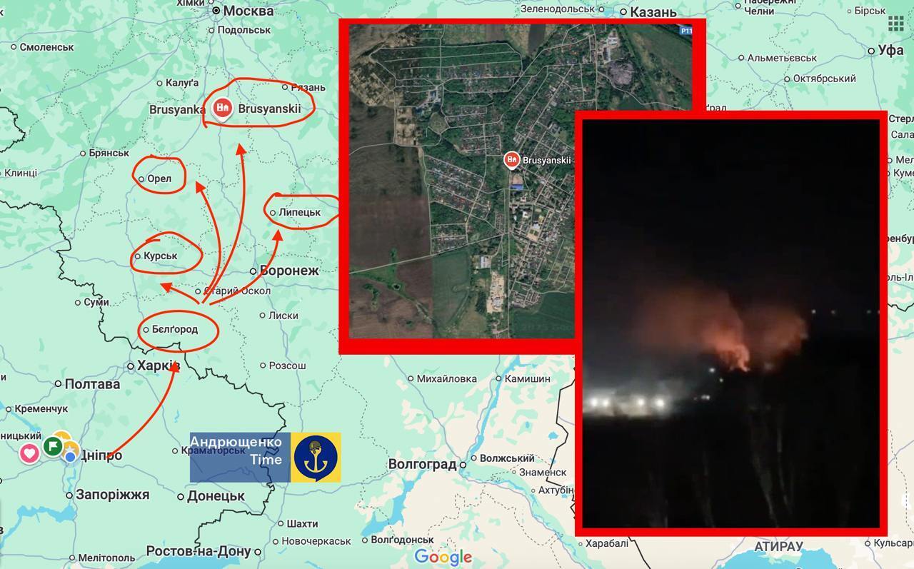 У Тульській області РФ дрони атакували нафтобазу: спалахнула пожежа. Фото і відео