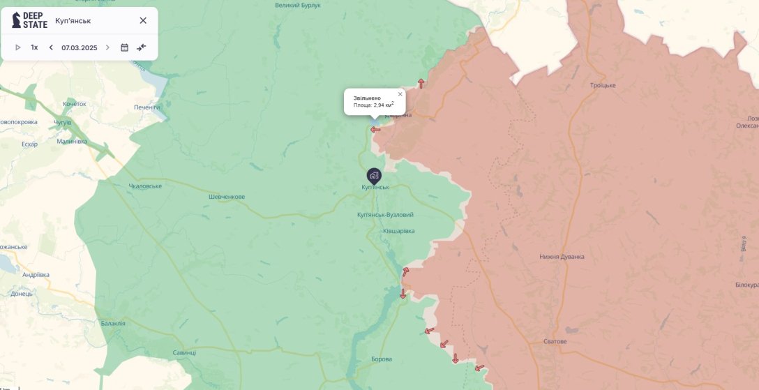 Ukrainian offensive, map, March 7, DeepState, Kupyansk