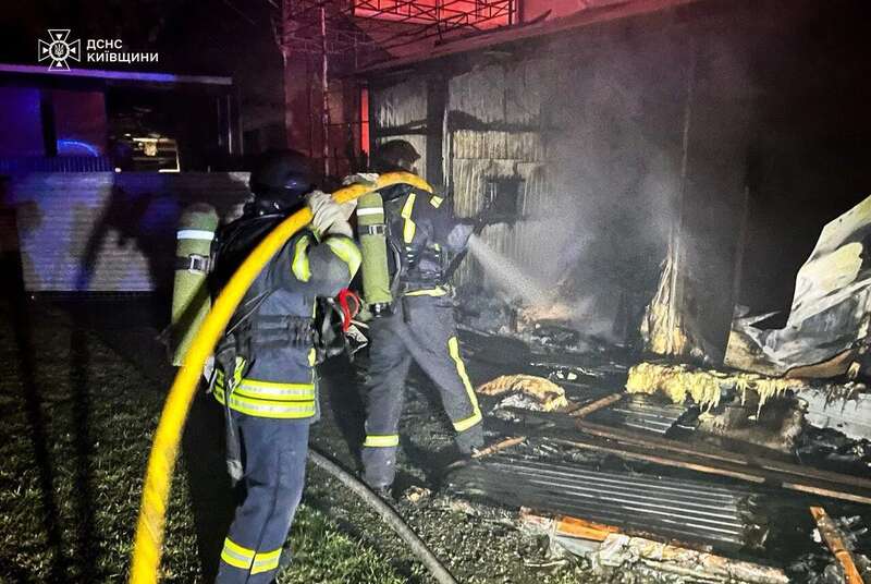 As a result of the enemy attack in Kyiv region, a furniture store caught fire, and houses were damaged. Photo